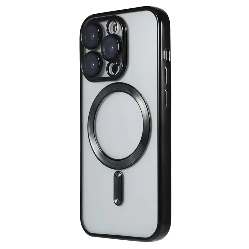 For iPhone 15 Pro Case Compatible with MagSafe TPU Precise Cutouts Phone Cover with Lens Film - Black
