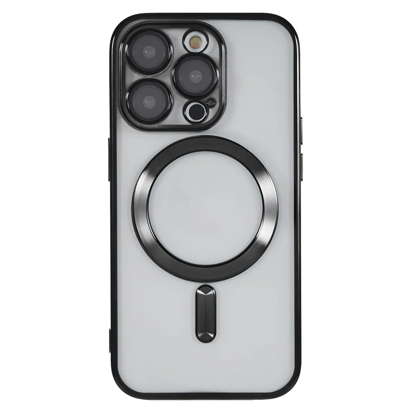 For iPhone 15 Pro Case Compatible with MagSafe TPU Precise Cutouts Phone Cover with Lens Film - Black