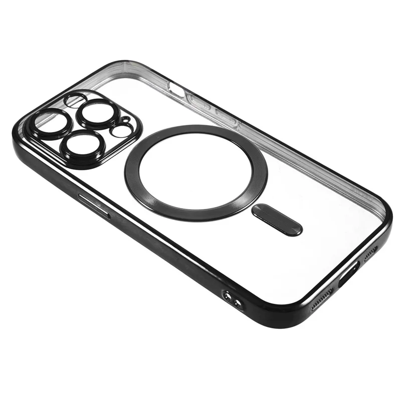 For iPhone 15 Pro Case Compatible with MagSafe TPU Precise Cutouts Phone Cover with Lens Film - Black