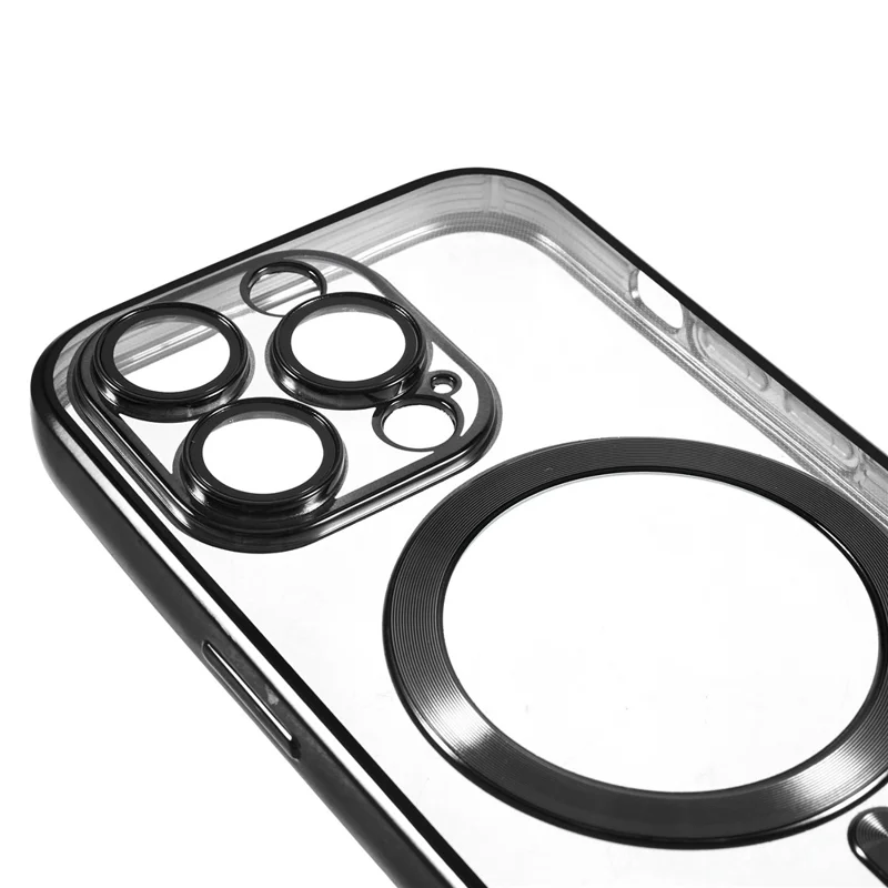 For iPhone 15 Pro Case Compatible with MagSafe TPU Precise Cutouts Phone Cover with Lens Film - Black
