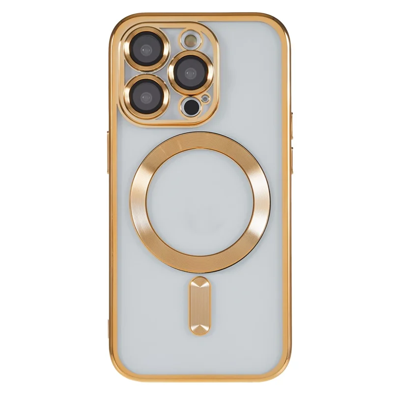 For iPhone 15 Pro Case Compatible with MagSafe TPU Precise Cutouts Phone Cover with Lens Film - Gold