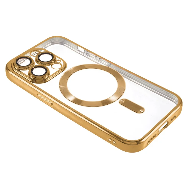 For iPhone 15 Pro Case Compatible with MagSafe TPU Precise Cutouts Phone Cover with Lens Film - Gold