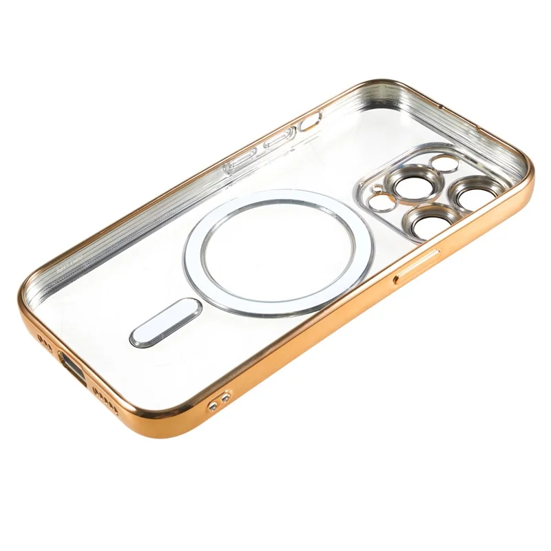 For iPhone 15 Pro Case Compatible with MagSafe TPU Precise Cutouts Phone Cover with Lens Film - Gold