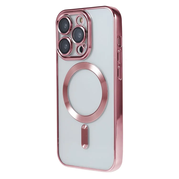 Für iPhone 15 Pro Max TPU-Hülle kompatibel mit Magsafe Handy-Schutzhülle mit Objektivfilm - Pink