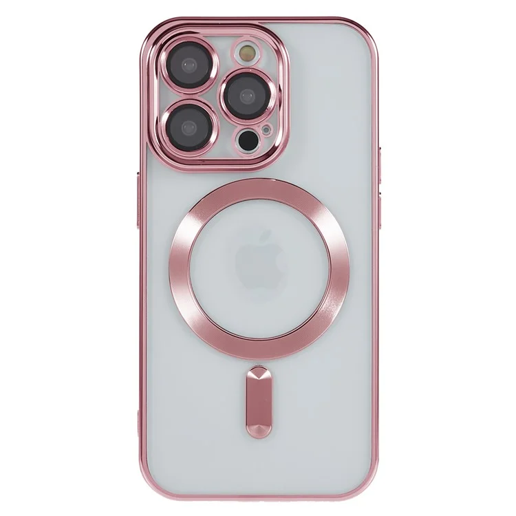 Für iPhone 15 Pro Max TPU-Hülle kompatibel mit Magsafe Handy-Schutzhülle mit Objektivfilm - Pink