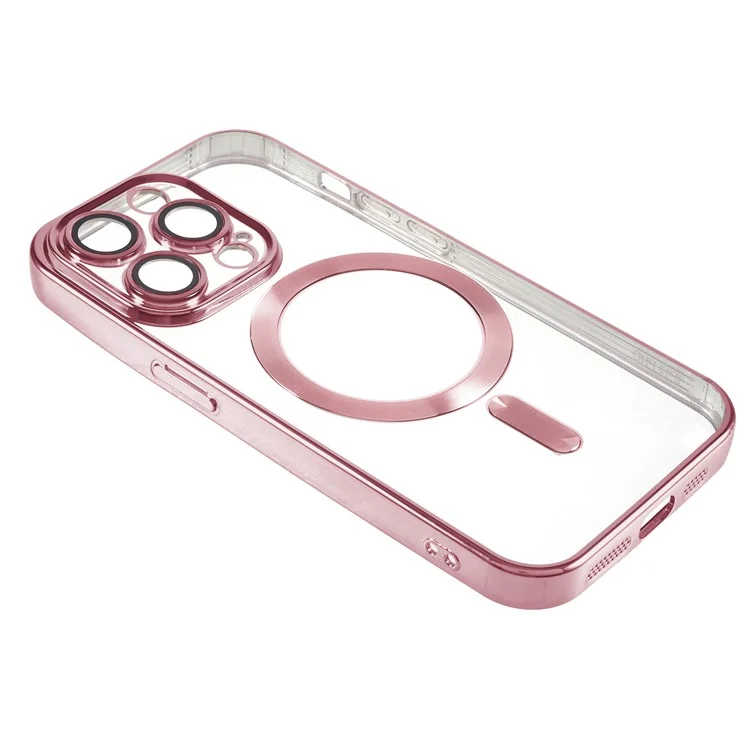 Für iPhone 15 Pro Max TPU-Hülle kompatibel mit Magsafe Handy-Schutzhülle mit Objektivfilm - Pink