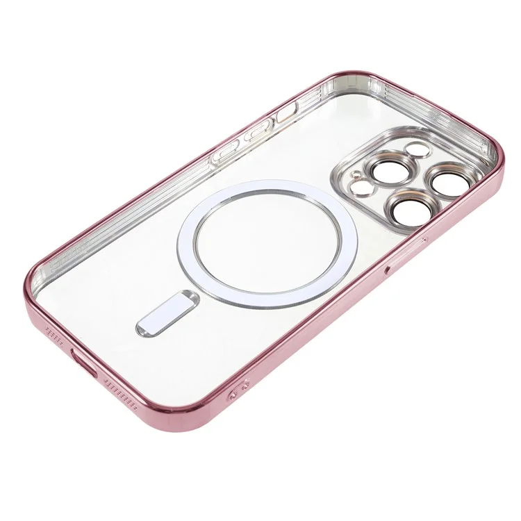 Für iPhone 15 Pro Max TPU-Hülle kompatibel mit Magsafe Handy-Schutzhülle mit Objektivfilm - Pink