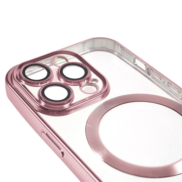 Für iPhone 15 Pro Max TPU-Hülle kompatibel mit Magsafe Handy-Schutzhülle mit Objektivfilm - Pink