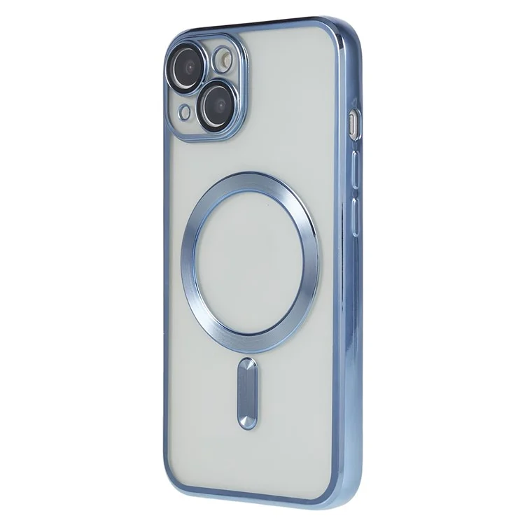 For iPhone 15 Case Compatible with MagSafe Built-in PC Lens Film TPU Phone Back Cover - Baby Blue