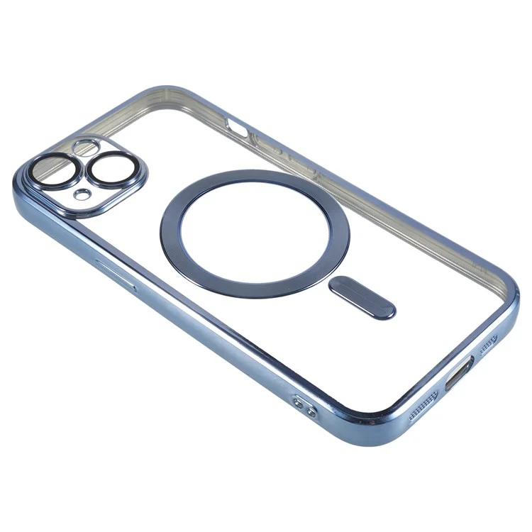 For iPhone 15 Case Compatible with MagSafe Built-in PC Lens Film TPU Phone Back Cover - Baby Blue