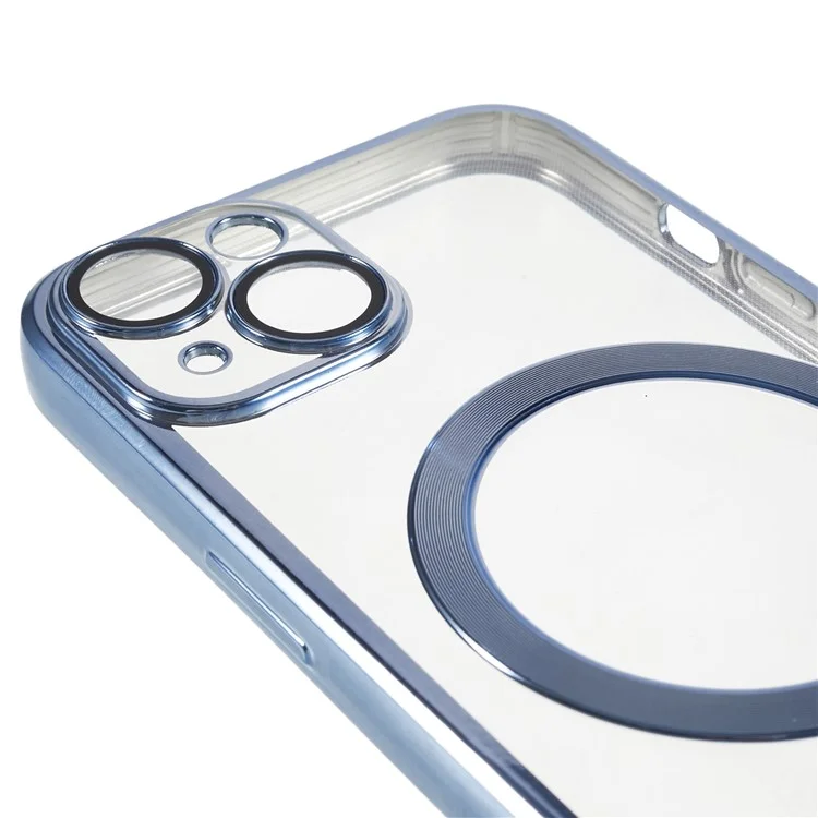 For iPhone 15 Case Compatible with MagSafe Built-in PC Lens Film TPU Phone Back Cover - Baby Blue