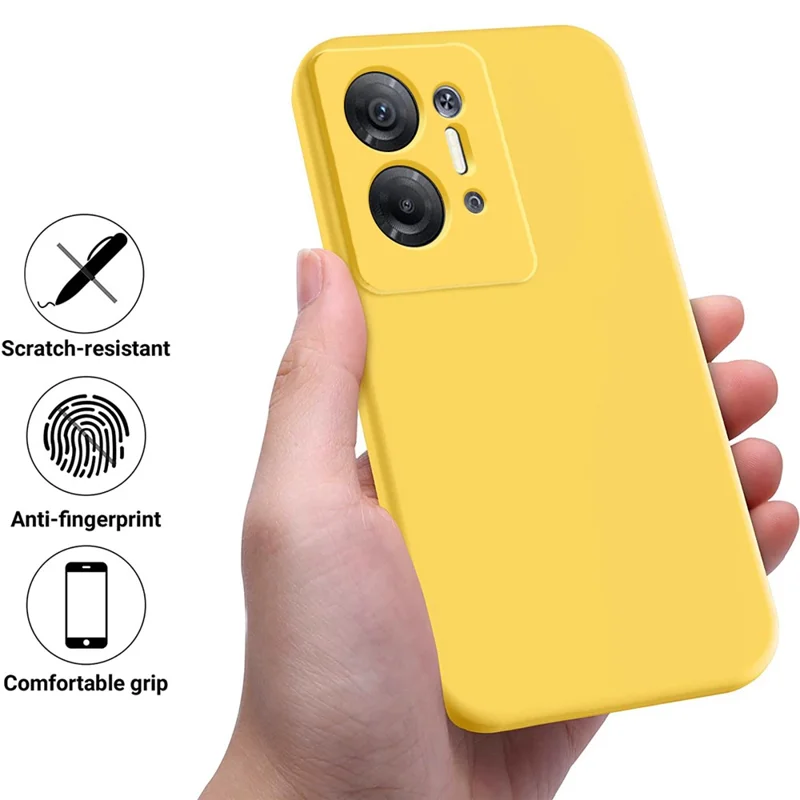Pour Infinix Hot 30 Étui Silicone Liquide + Doublure Souple Anti-Rayures Couvercle Arrière de Téléphone - Jaune