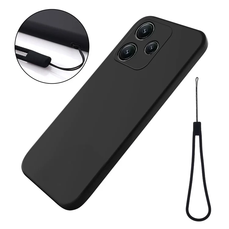 Pour Xiaomi Redmi Note 12R 5G Case Liquid Silicone Mobile Phone Cover with Soft Lining - Black