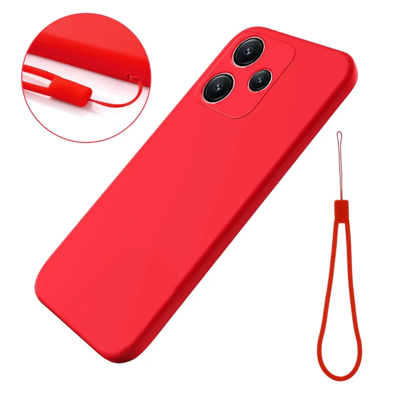 For Xiaomi Redmi Note 12R 5G Case Liquid Silicone Mobile Phone Cover with Soft Lining - Red