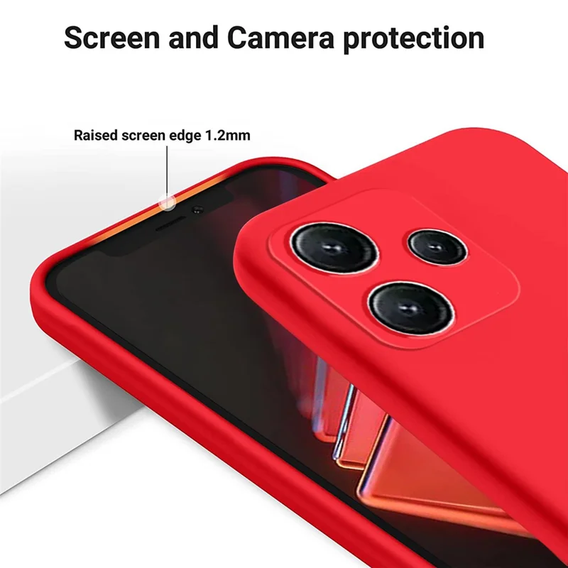 For Xiaomi Redmi Note 12R 5G Case Liquid Silicone Mobile Phone Cover with Soft Lining - Red