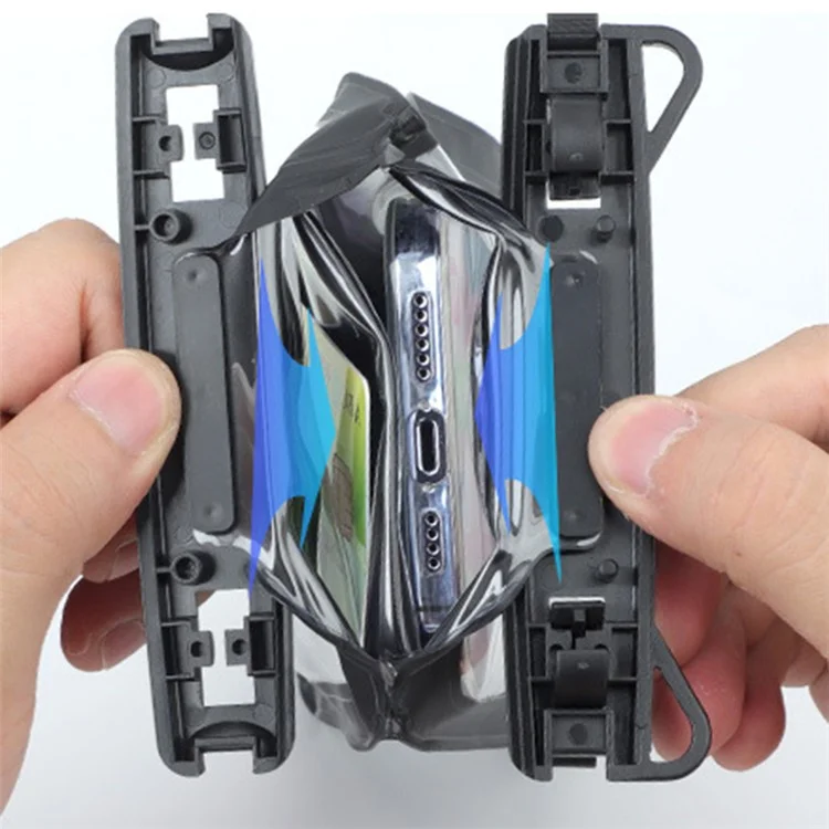 Pochette de téléphone étanche IPX8 en PVC pour les téléphones de moins de 9,5 pouces, sac étanche à double couche avec sangle - Noir
