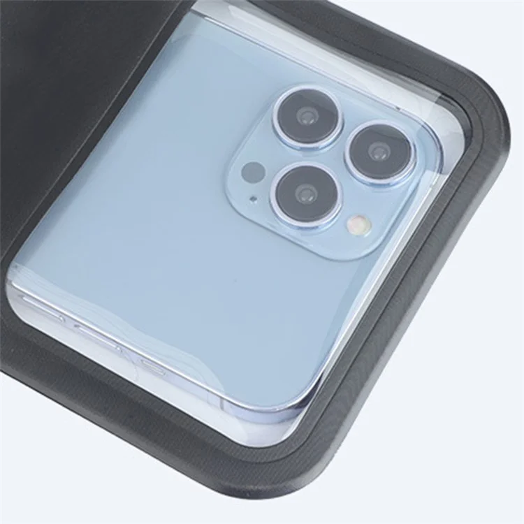 Pochette de téléphone étanche IPX8 en PVC pour les téléphones de moins de 9,5 pouces, sac étanche à double couche avec sangle - Noir