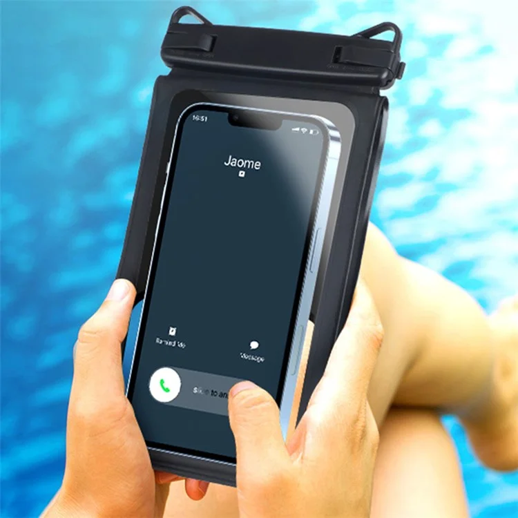 Common Style Dual Layer Large Capacity Phone Dry Bag IPX8 Waterproof PVC Phone Pouch with Strap - Black