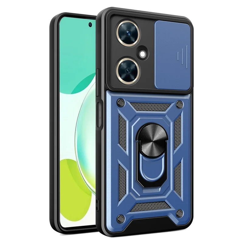 Capa para telefone Huawei nova 11i - Proteção de lente deslizante PC+TPU com suporte - Azul