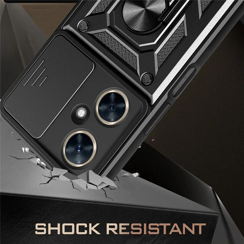 غطاء هاتف لهواوي نوفا 11i مع حماية منزلقة للعدسة وحوامل من البولي كربونات وTPU - أحمر