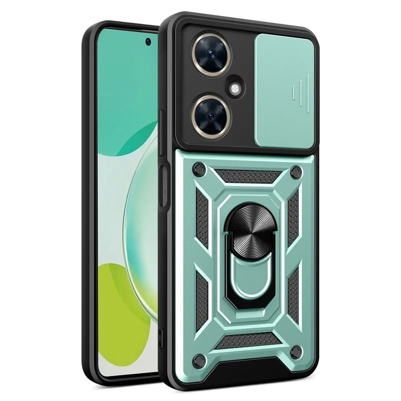 For Huawei nova 11i Phone Case Slide Lens Protection PC+TPU Kickstand Cover - Green
