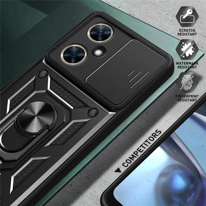 For Huawei nova 11i Phone Case Slide Lens Protection PC+TPU Kickstand Cover - Green