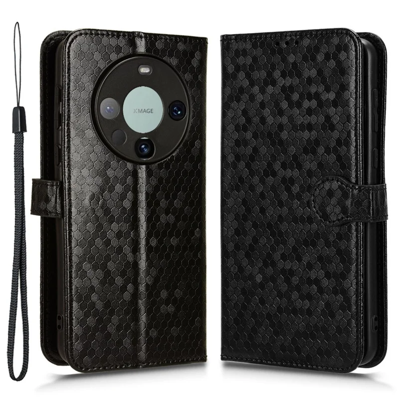 Pour Huawei Mate 60 Cover Imprinted Wallet PU Leather Stand Phone Case - Noir