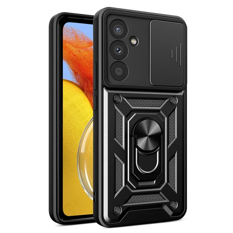 Per Samsung Galaxy M14 5G Case PC+TPU Anello Supporto Telefono Cover - Nero