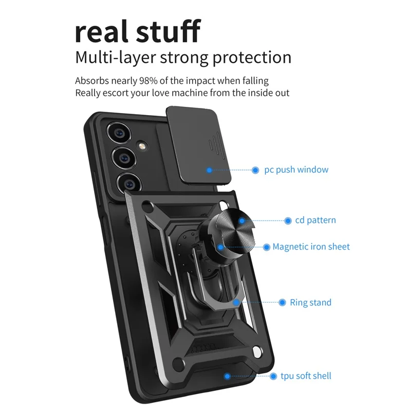 For Samsung Galaxy M54 5G / F54 5G Case Ring Kickstand PC+TPU Smartphone Cover - Gold