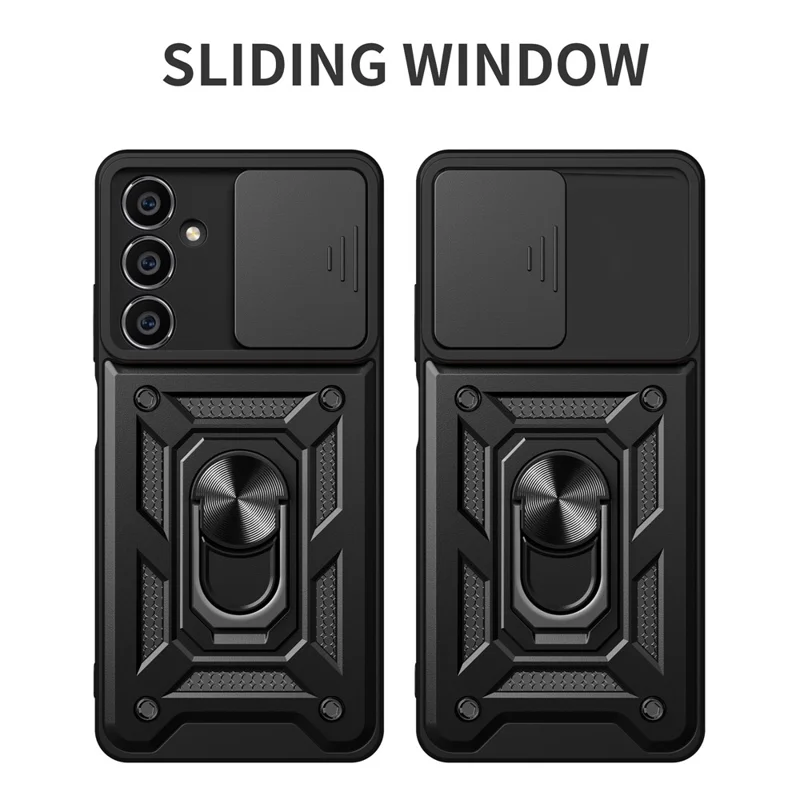 For Samsung Galaxy M54 5G / F54 5G Case Ring Kickstand PC+TPU Smartphone Cover - Silver