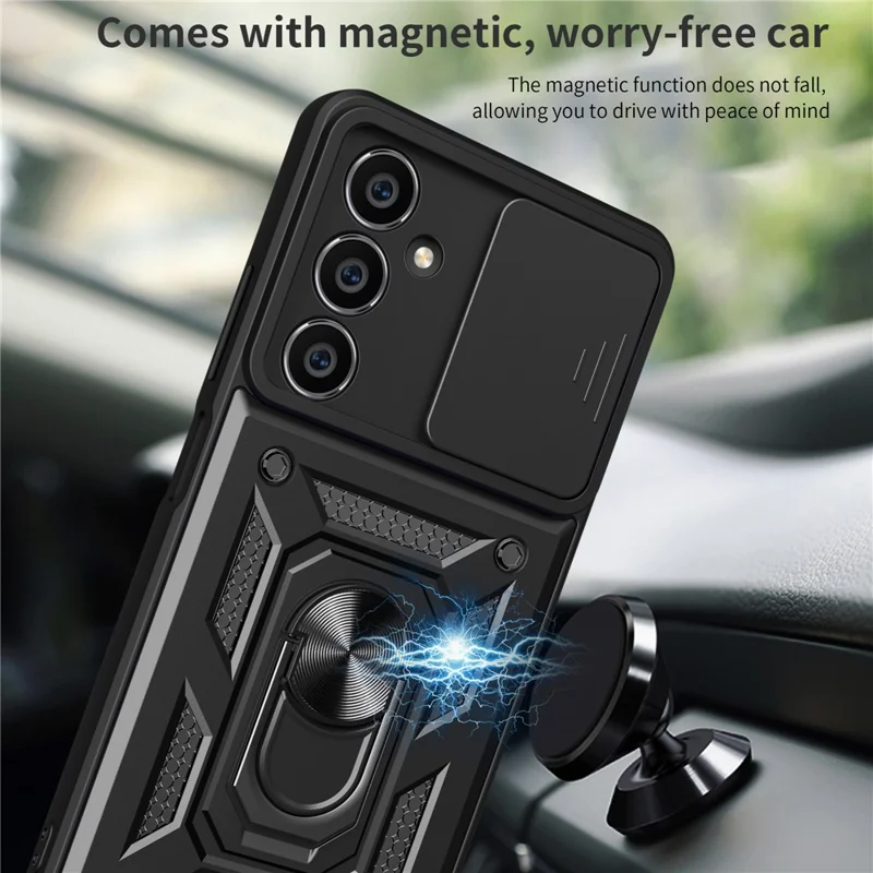 For Samsung Galaxy M54 5G / F54 5G Case Ring Kickstand PC+TPU Smartphone Cover - Silver