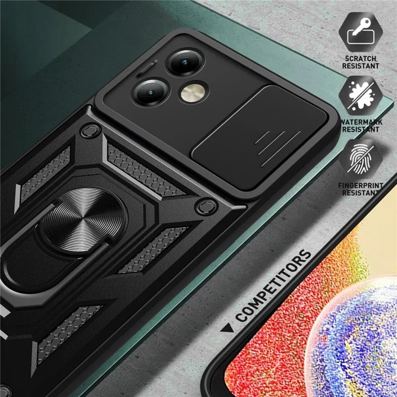 For Motorola Moto G14 4G Cover Slide Lens Lid PC+TPU Protective Phone Case - Blue