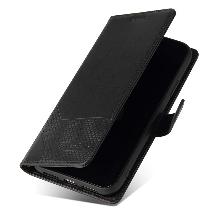 GQ.UTROBE 009 Serie für iPhone 15 Hülle Bedruckt PU Leder Geldbörse Ständer Handyhülle - Schwarz