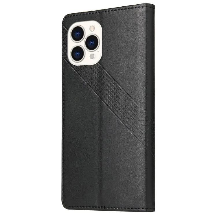 GQ.UTROBE 009 Series per iPhone 15 Pro Case Imprinted Leather Phone Cover con Wallet Stand - Nero