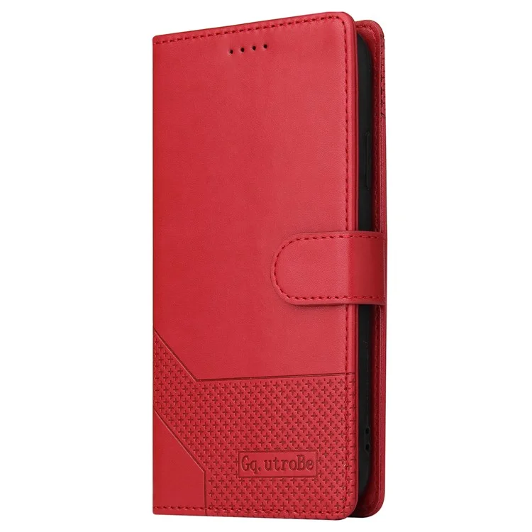 GQ.UTROBE 009 Series for iPhone 15 Pro Case Imprinted Leather Phone Cover with Wallet Stand - Red