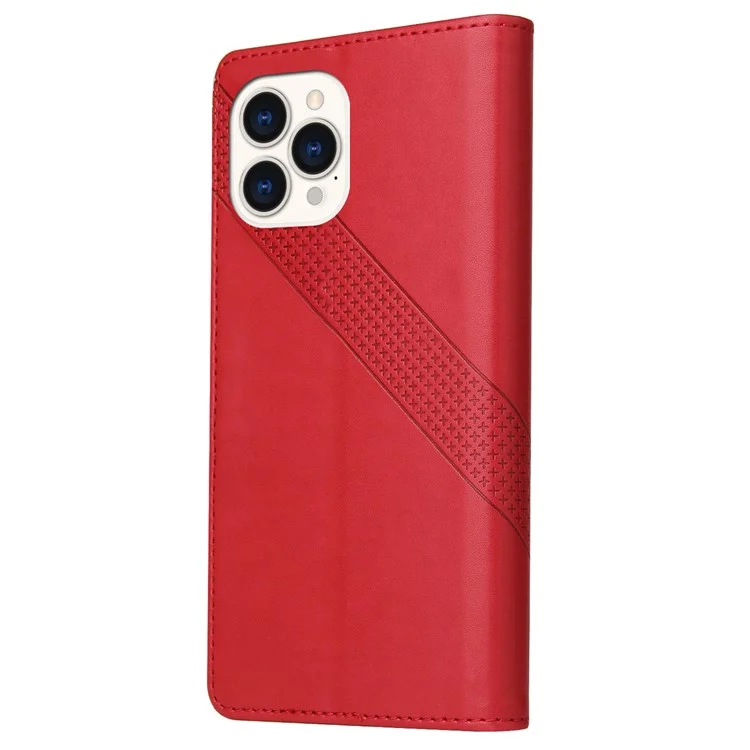 GQ.UTROBE 009 Series for iPhone 15 Pro Case Imprinted Leather Phone Cover with Wallet Stand - Red