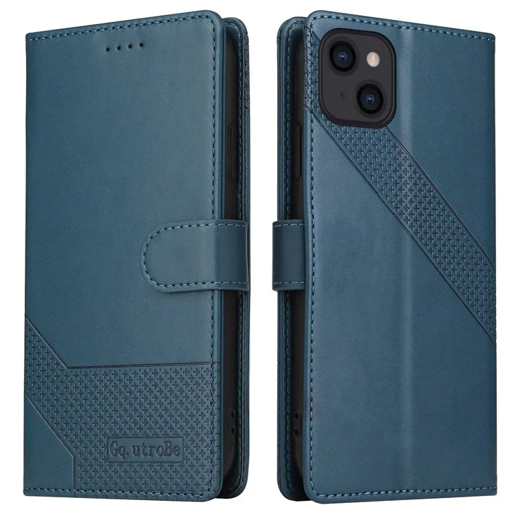 GQ.UTROBE 009 Series per iPhone 15 Plus Custodia in Pelle Stampata Portafoglio Flip Stand Phone Cover - Blu