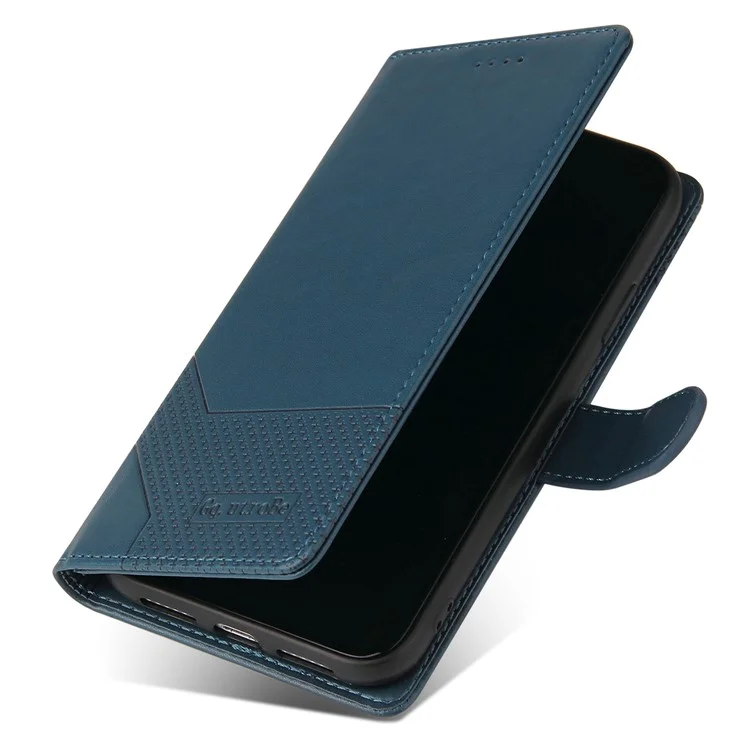 GQ.UTROBE 009 Series per iPhone 15 Plus Custodia in Pelle Stampata Portafoglio Flip Stand Phone Cover - Blu