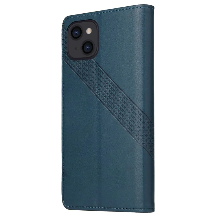 GQ.UTROBE 009 Series per iPhone 15 Plus Custodia in Pelle Stampata Portafoglio Flip Stand Phone Cover - Blu