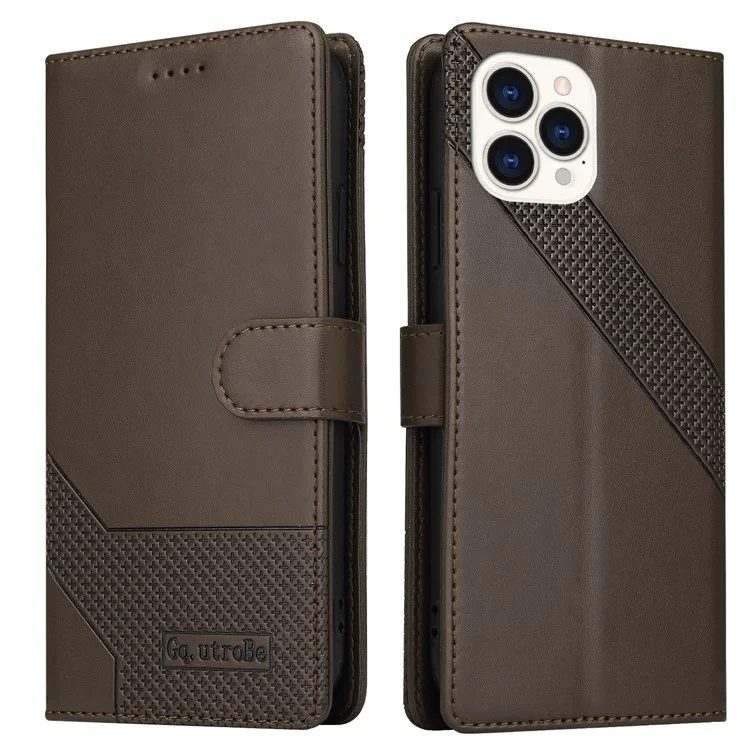 GQ.UTROBE 009 Series per custodia iPhone 15 Pro Max in pelle stampata a portafoglio con supporto - Marrone