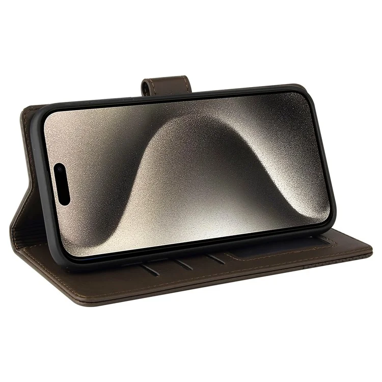 GQ.UTROBE 009 Series per custodia iPhone 15 Pro Max in pelle stampata a portafoglio con supporto - Marrone