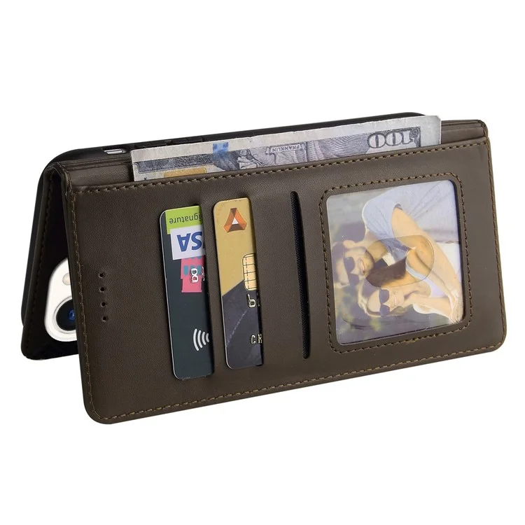 GQ.UTROBE 009 Series per custodia iPhone 15 Pro Max in pelle stampata a portafoglio con supporto - Marrone