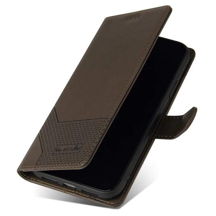 GQ.UTROBE 009 Series per custodia iPhone 15 Pro Max in pelle stampata a portafoglio con supporto - Marrone
