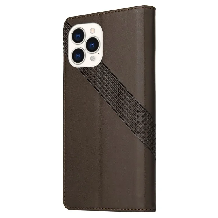 GQ.UTROBE 009 Series per custodia iPhone 15 Pro Max in pelle stampata a portafoglio con supporto - Marrone