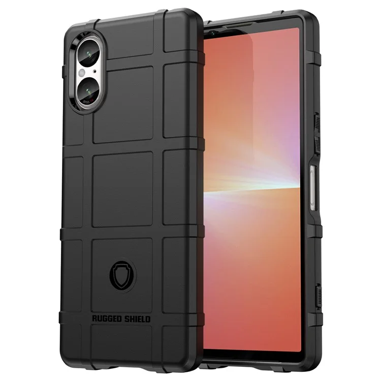 Для чехла Sony Xperia 5 V Square Grid Texture Shockproof TPU - Черный