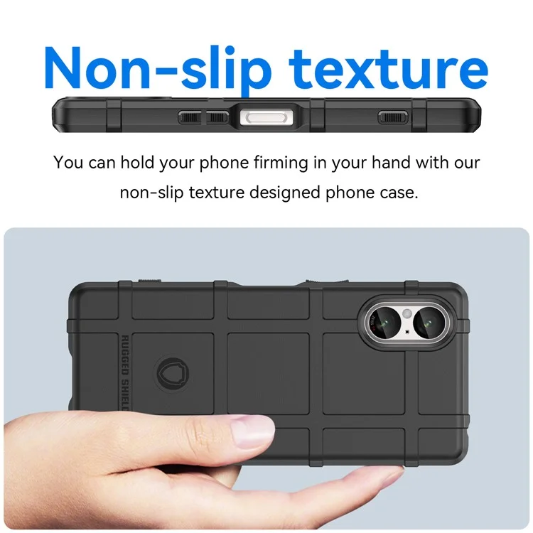 Для чехла Sony Xperia 5 V Square Grid Texture Shockproof TPU - Черный