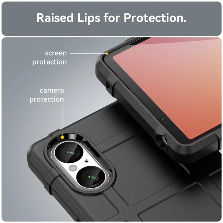 Для чехла Sony Xperia 5 V Square Grid Texture Shockproof TPU - Черный