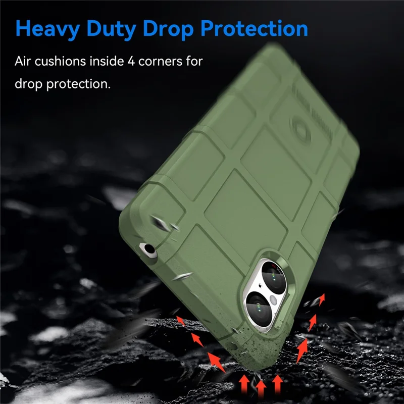 For Sony Xperia 5 V Case Square Grid Texture Shockproof TPU Phone Cover - Green