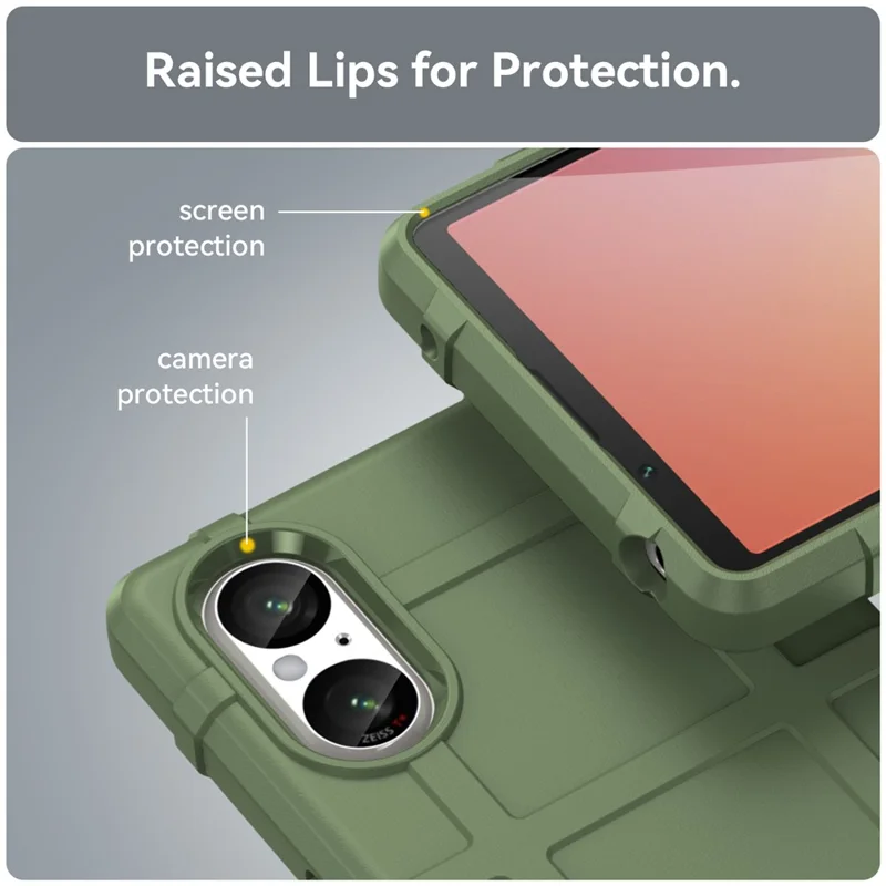 For Sony Xperia 5 V Case Square Grid Texture Shockproof TPU Phone Cover - Green