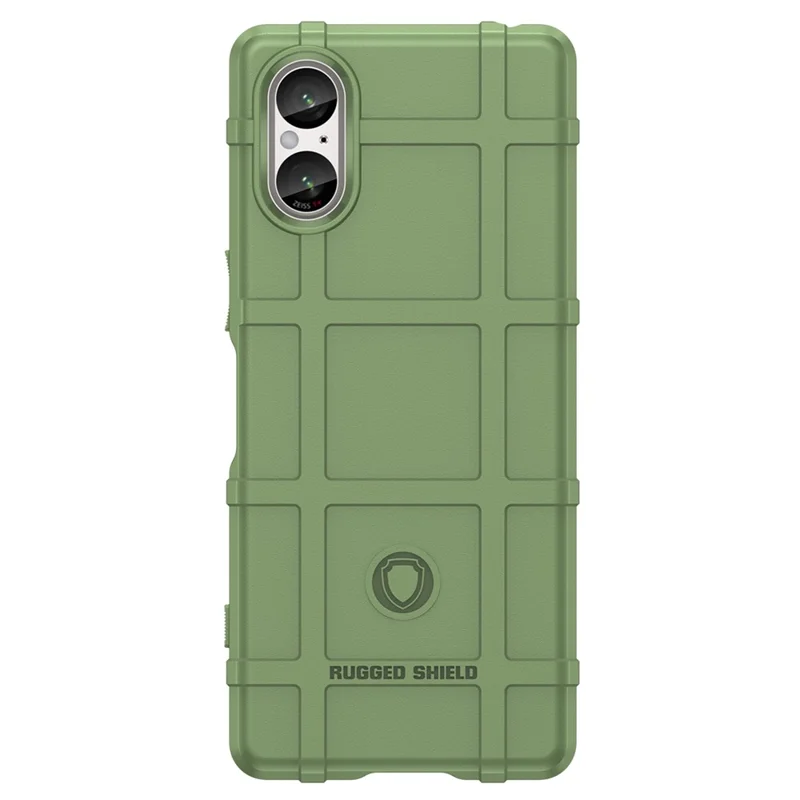 For Sony Xperia 5 V Case Square Grid Texture Shockproof TPU Phone Cover - Green